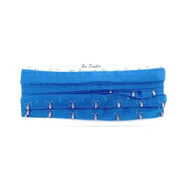 Imagem de SEW TRENDZ Par de 2 jardas de tecido de malha de organza transparente de 2,5 cm (2,5 cm) de espaçamento de borda de metal prata acabamento cordão espartilho lingerie costura-azul royal-2 anos,