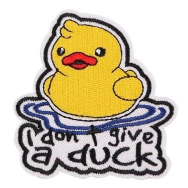 Imagem de I Don't Give a Duck Rubber Ducky Duckie Brinquedo Trocadilho Engraçado Humor Piada Frase Meme Apatia Cuidados Apáticos Sem Cuidado Sem Cuidado 7 cm Ferro em Patch para Roupas