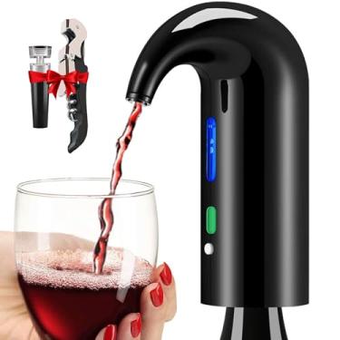 Imagem de Abridor de dispensador de aerador elétrico de vinho – acessório portátil – vinhos tintos e brancos, aeração ativada por toque para vinho e bebidas espirituosas – iniciantes e entusiastas – derramador