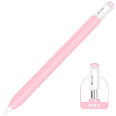 Imagem de AZF Capa compatível com Apple Pencil USB C, capa protetora de silicone antiderrapante para Apple Pencil (USB-C), suporte magnético. (rosa)