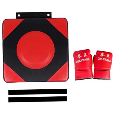 Imagem de Colaxi Almofada de perfuração para parede, alvo de parede para boxe, greve, saco de pancadas, foco na parede, almofada de boxe para artes marciais, Luvas Adulto L Vermelho