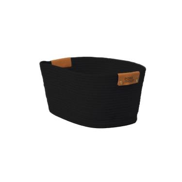 Imagem de Cesto de Algodão M Preto C/ Alça 35x25x20cm p/ Organização Decoração 3089