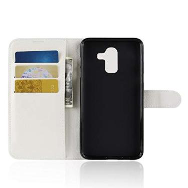 Imagem de Capa para Samsung Galaxy J8 2018, capa flip carteira de couro PU Manyip para Samsung Galaxy J8 2018, capa de proteção de telefone estilo empresarial, capa com [compartimentos para dinheiro e cartão]