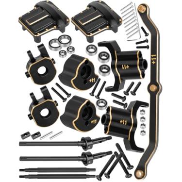 Imagem de RCHuiWow RC Axle Widening & Diff Cover Upgrades Part for 1/18 Trx4m RC Crawler Car,Brass Front & Rear 11MM Wider Axle Widening(11mm Wider on Each Side) w/ 2pcs Diff Cover for 1/18 Trx4m,Black