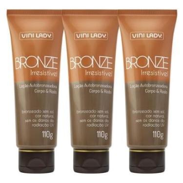 Imagem de Kit 3 Loção Autobronzeadora Creme Não Oleosa 110g Vini Lady-Unissex