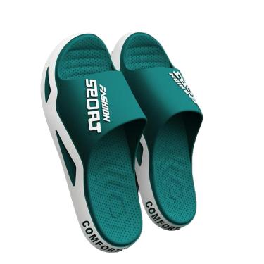 Imagem de Chinelos masculinos da moda de verão para casa, sola macia, material durável de PVC, esportes ao ar livre e lazer sapatos de praia para casais, verde, 46-47