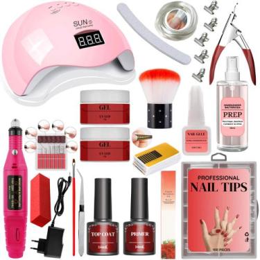 Imagem de Kit de Unha Gel Completo Acrigel Porcelana Fibra de Vidro com Motor de