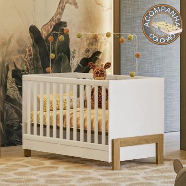 Imagem de Berço Mini Cama Fantasia 4300 Qmovi Branco Acetinado + Colchão Gazin