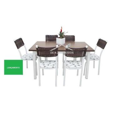 Imagem de Mesa de Jantar cozinha com 6 Cadeiras junco sintético modelo Lisboa Ta