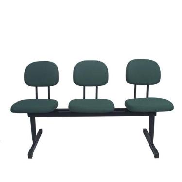 Imagem de Cadeira longarina secretaria reta 3 lugares verde - PopMov