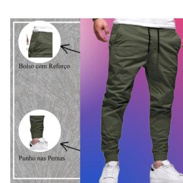 Imagem de Calça Masculina Jogger Sarja  Jeans Camuflada  Com Punho Elástico Elás
