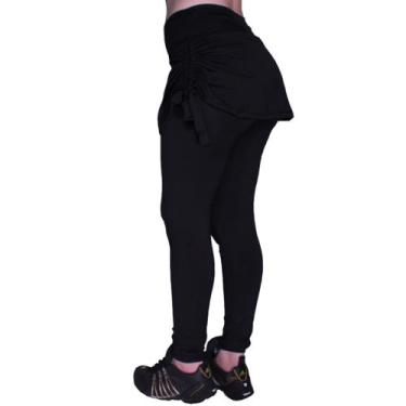 Imagem de Kit 2 Calça Legging Suplex Saia Tapa Bumbum Cintura Alta Fitness Com S
