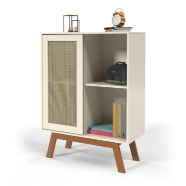 Imagem de Mesa de Cabeceira Alta Rattan MDF Off White Ofertamo Quarto