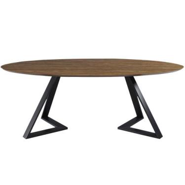 Imagem de Mesa Sala de Jantar 6 Lugares 218cm Tampo Oval Efron Nogueira/Preto G1