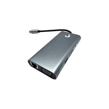 Imagem de HUB Rise Mode 06 Pro USB-C 3.0, 11 em 1, para HDMI, VGA, Cartão SD, Ethernet, Áudio, 3x USB 2.0, 1x USB 3.0, Cinza - RM-HUB-06-PRO