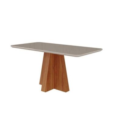 Imagem de Mesa De Jantar Retangular 160X80Cm Tampo Mdf/Vidro Maite Cimol Cinamom
