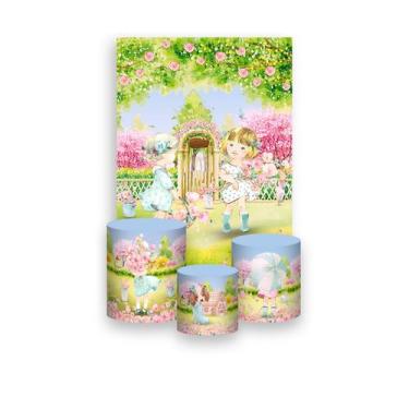 Imagem de Painel De Festa Vertical 1,50 x 2,20 + Trio De Capas Cilindro - Jardim