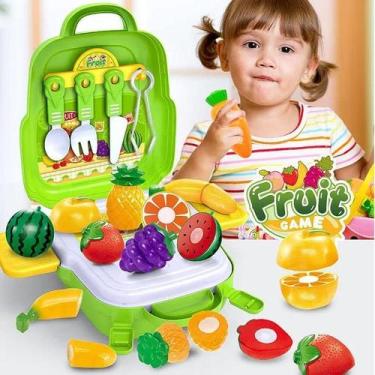 Imagem de Brinquedo cozinha mochila com frutas e vegetais com corte de tiras aut