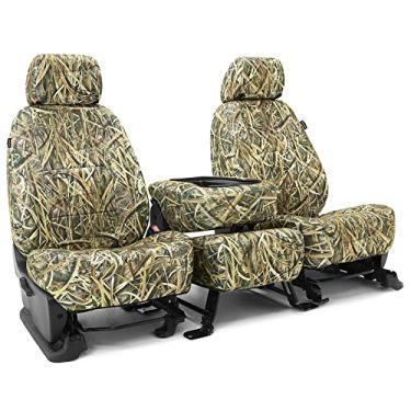 Imagem de Skanda Capa de assento de ajuste personalizado projetada para modelos GMC selecionados: 1 fileira, tecido neosupreme, lâminas de grama de sombra de carvalho musgo sólidas