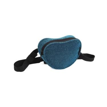 Imagem de Pochete De Cintura Feminina Bolsa Transversal Brilhosa - Denlex, Azul