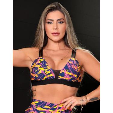Imagem de Top Feminino para Academia Estampado com Bojo Removível e Alças Regulá