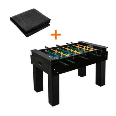 Imagem de MESA DE PEBOLIM TOTÓ ELITE PRETO BONECOS DE VALUMINIO KLOPF 1080 + Cap