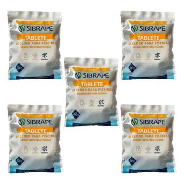 Imagem de Kit 5x Pastilha Tablete De Cloro Para Piscinas Sibrape 200g