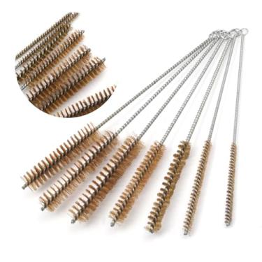 Imagem de Kit de escova de tubo, 7 peças, escovas de tubo de fio de latão, escova de garrafa de aço inoxidável, cabo longo, escovas de arame de 28 cm para limpeza de tubos de fio - 6 mm/8 mm/10 mm/12 mm/15