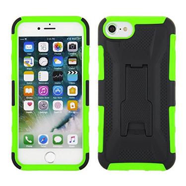 Imagem de Cube Capa de celular para Apple iPhone 8/7/6s/6 - Combo de suporte de coldre - Capa de PC preta com capa de TPU verde - Vidro temperado incluído