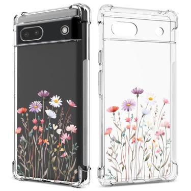 Imagem de GREATRULY Capa transparente floral para Pixel 6a para mulheres/meninas, linda capa de telefone para Google Pixel 6a, design de flor, fina, macia, transparente, à prova de quedas, capa protetora de