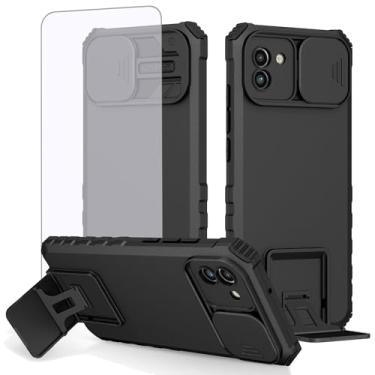 Imagem de GTBDEKI Capa para Galaxy A04e, capa para Samsung A04e 4G SM-A042F com protetor de tela e capa de câmera deslizante, suporte de suporte, capa protetora fina à prova de choque para Samsung Galaxy A04e