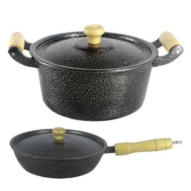 Imagem de Jogo Panela E Frigideira Alumínio Fundido Preto - Diviforte
