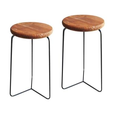 Imagem de Kit 2 Banqueta Banco Aço Média Cozinha Bar Balcão 60cm Altur - MM DECO