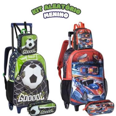 Imagem de Kit Mochila Escolar Infantil Aleatório Menino Com e Sem Rodinhas Crian