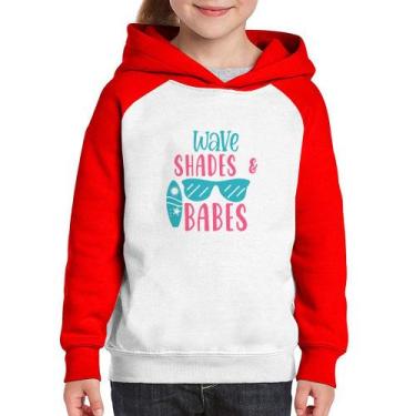 Imagem de Moletom Infantil Wave Shades e Babes - Foca na Moda, Branco, Vermelho,