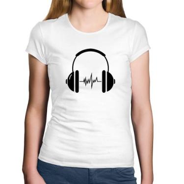 Imagem de Baby Look Algodão Headphone Batimentos - Foca na Moda, Branco, GGG