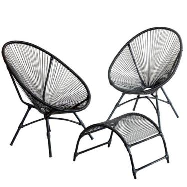 Imagem de 2 Poltronas Kinder Acapulco Oval em Corda Sintética com Apoio para Pés