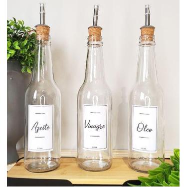 Imagem de Kit Porta Azeite, Óleo e Vinagre  03 Frascos de Vidro 355ml com Bico D