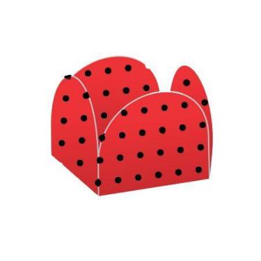 Imagem de Forminhas para Doces 4 Pétalas Vermelho Poá Preto - 50 unidades - NC T