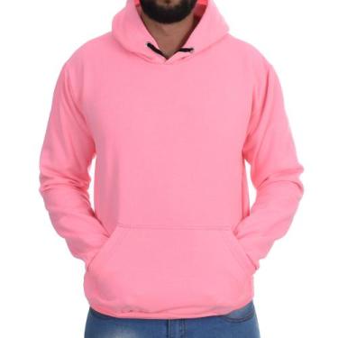 Imagem de Blusa Moletom Canguru Masculino Liso - Elite, Rosa neon, G