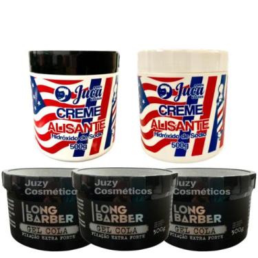Imagem de Kit 2 Alisante Americano 500g Juca + 3 Gel Long Barber 300g - Juca Men