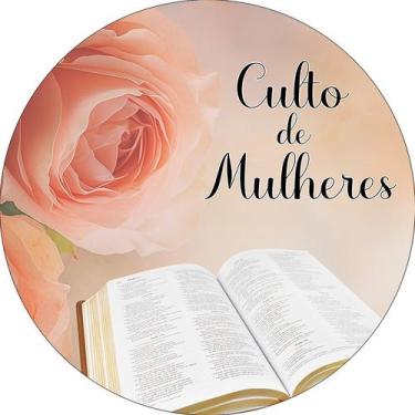 Imagem de Painel De Festa Redondo 1,50x1,50 - Culto de Mulheres Rosa Bíblia 030 