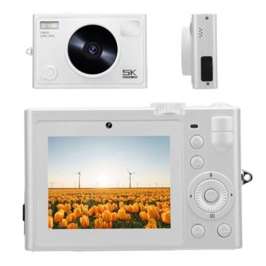 Imagem de Câmera Digital, Câmera de Foco Automático 5K 72MP Com Zoom óptico de 18x, Câmera Apontar e Disparar de 2,8 Polegadas para Fotografia, Câmera Compacta Portátil de Vlogging (Branco)