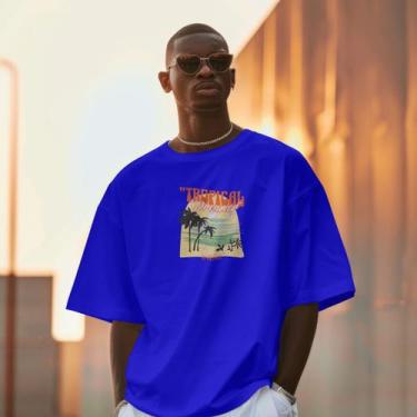 Imagem de Camiseta Masculina Casual Polo Blu Tropical em Algodão do P ao EXG, Az