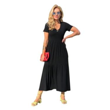 Imagem de Vestido Midi Camadas 3 Marias Verão Manga Curta Plus Size - Madame, Pr