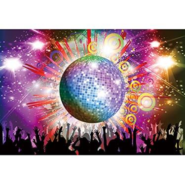 Imagem de AOFOTO 2,1 x 1,5 m, cenário de bola de disco, para fotografia, luzes de néon, brilhantes, música, clube, bar, tema de DJ, sessão de fotos, decoração de aniversário, festa dos anos 70, 80, adultos,