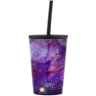 Imagem de Simple Modern Copo infantil com tampa e canudo de silicone | Copo térmico de aço inoxidável | Coleção clássica | 340 g, Nebulosa