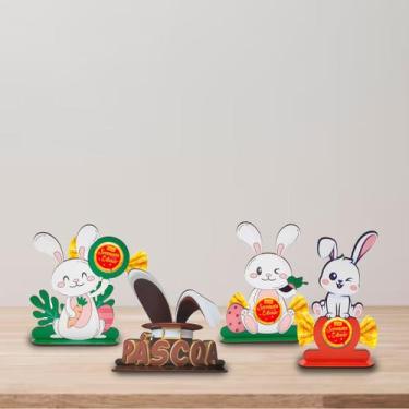Imagem de Totens de Mesa Porta Bombom Coelinho da Páscoa com 4 Displays Lembranc