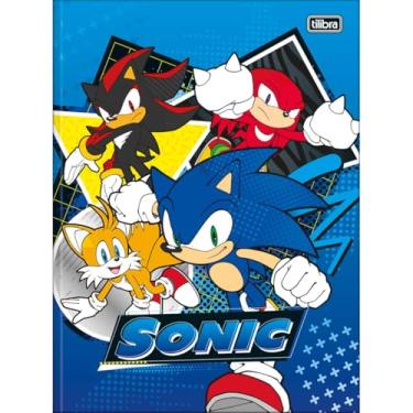 Imagem de Tilibra - Caderno Brochura Capa Dura Universitário Sonic 80 Folhas - Capa Azul - 4 Personagens