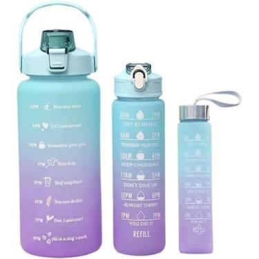 Imagem de Kit 3 Garrafa De Água Squeeze DK Galão 2l Litros + 700ml + 300ml Acade